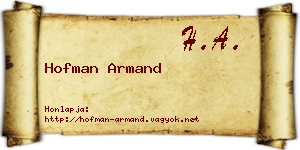 Hofman Armand névjegykártya